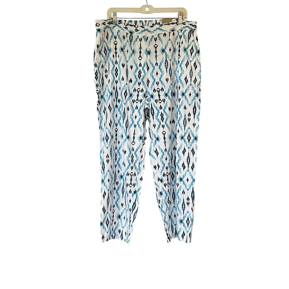 Chico's Black and Blue Abstract Ankle Pants